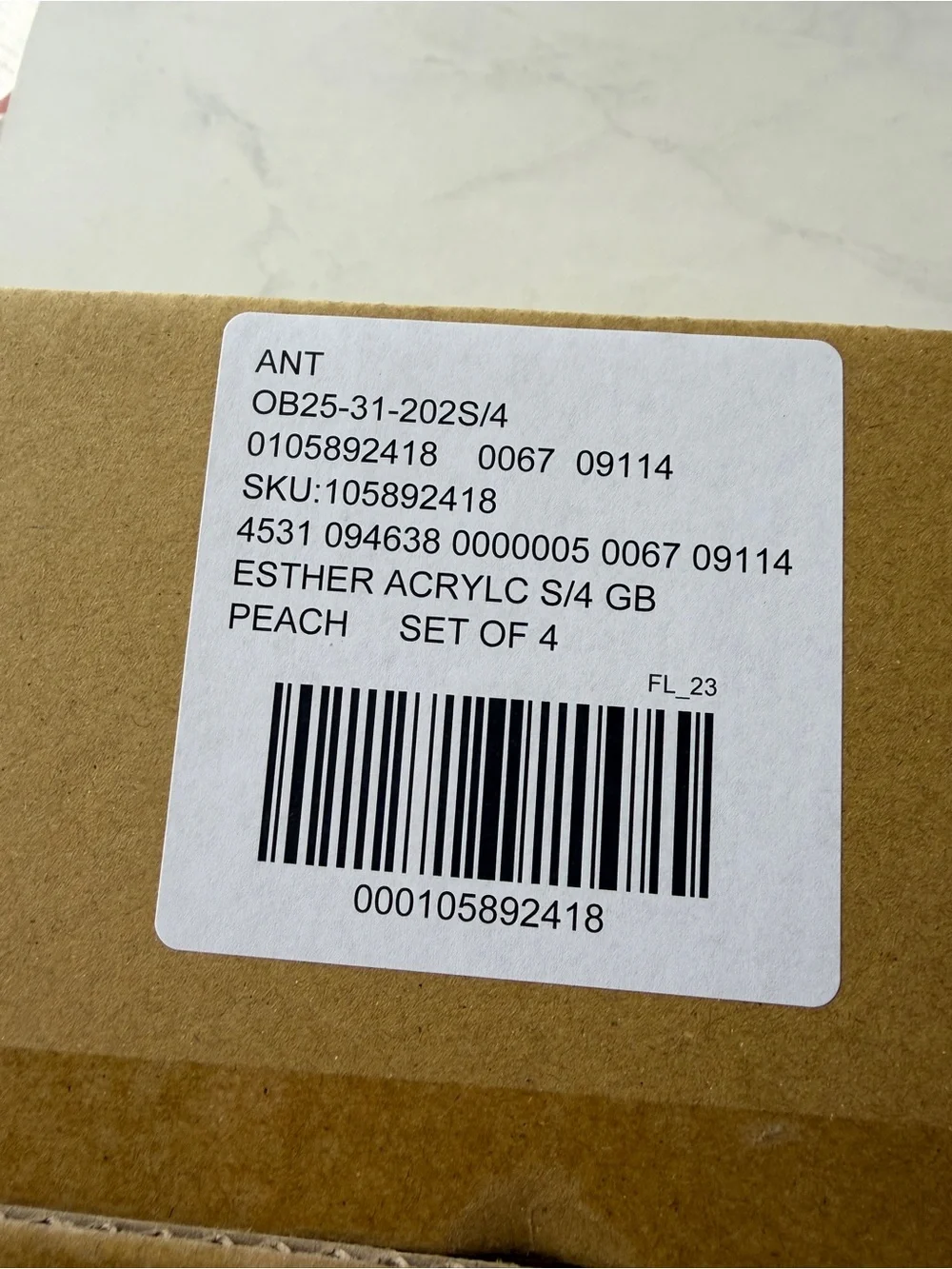 NEW Anthropologie Esther Acrylic Goblets, Set of 4, Peach
